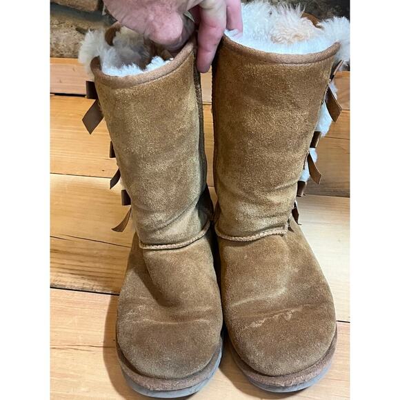 Koolaburra by UGG suede winter boots. bows. brown. womens size 7 - Picture 3 of 6